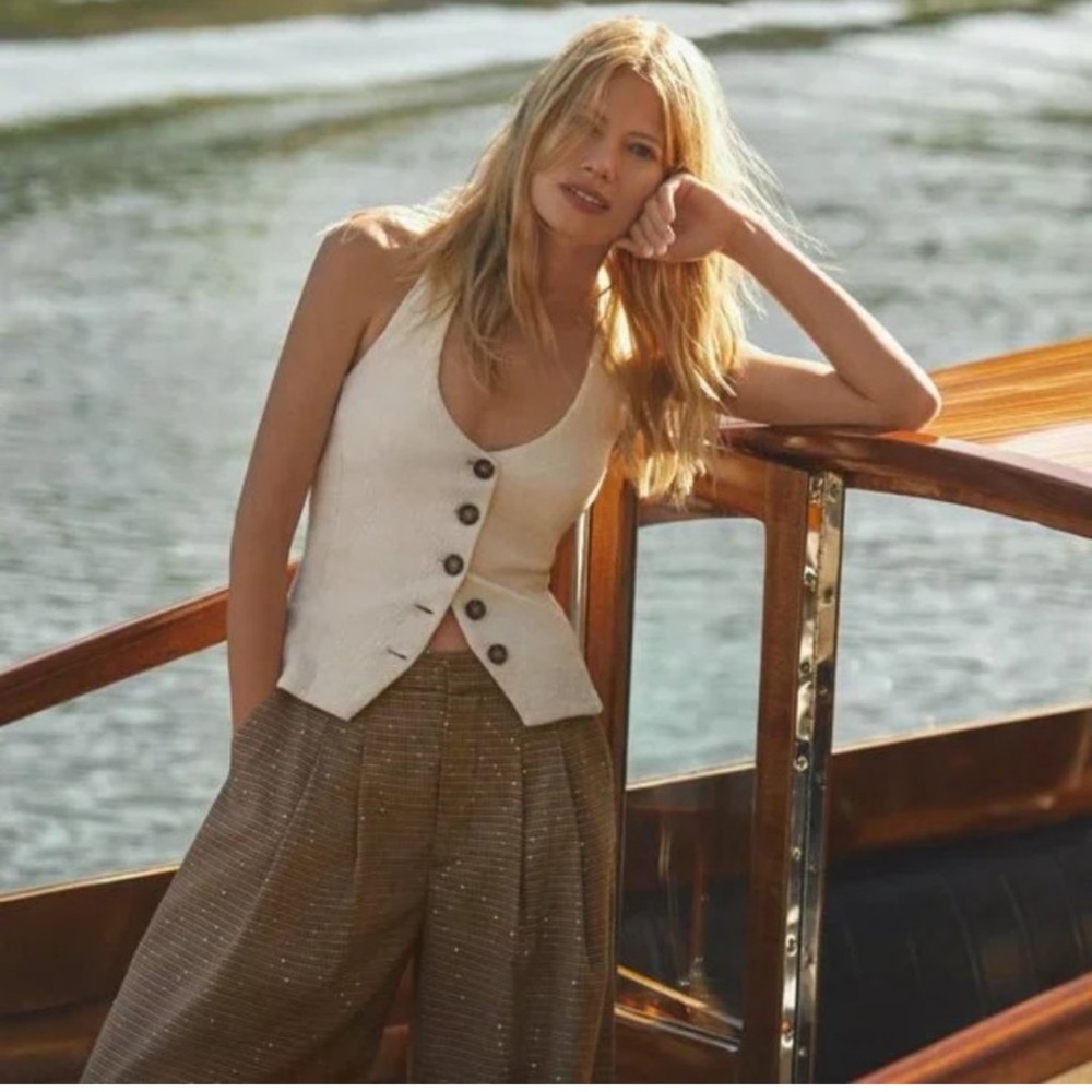 Anthropologie Halter Vest - NWT Medium Sand